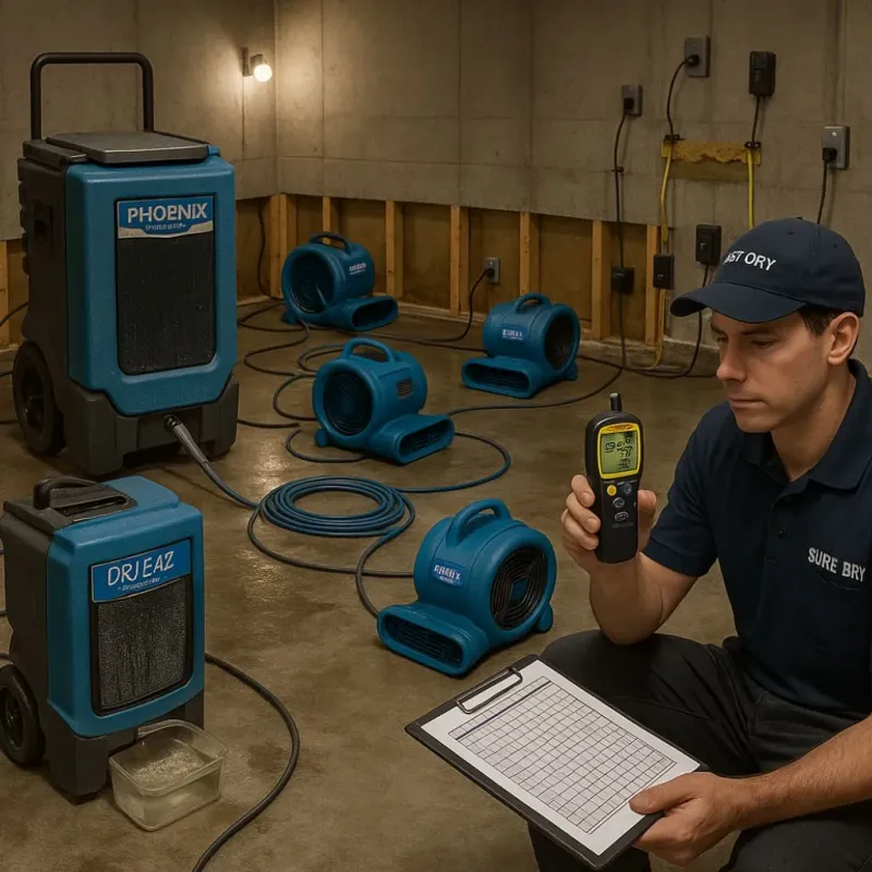 Structural Drying and Dehumidification process in Jamaica Beach, TX